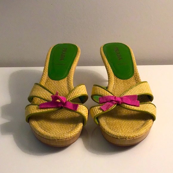 Prada Size 41 EU (10.5 US) Woven Grosgrain Bow Sandals - Picture 3 of 6